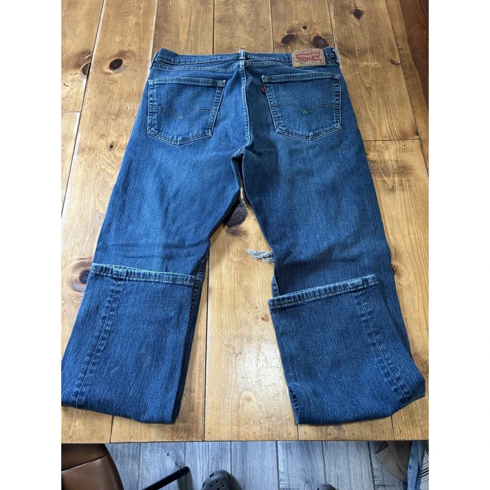 Levi's 505 Men's Regular Fit Straight Leg Jeans W34 L32 Distressed Medium Wash